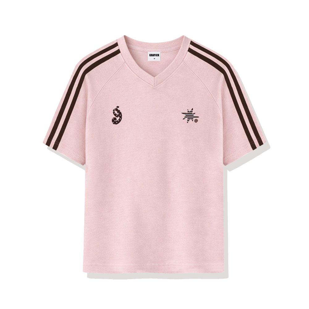 Geulapig Dove Track V-Neck Short Sleeve T-Shirt 4 Colors [Grsv_1502]