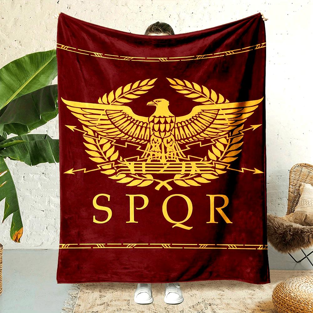 Luxurious Flannel Blanket Soft, Reversible Luxurious Ancient Roman SPQR Eagle Emblem Flannel Throw Blanket 75cmx90cm
