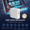 Charger Adapter 65W 2-Port Fast PD 33W + QC 3.0 White for Samsung M13 M23 5G M32 M33 5G M52 5G