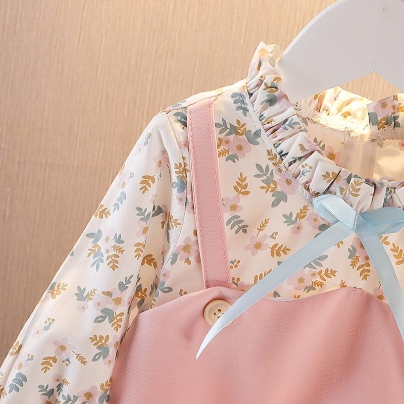 Buy Baby Girls Autumn Long Sleeves Dress Floral Stand Collar Fake