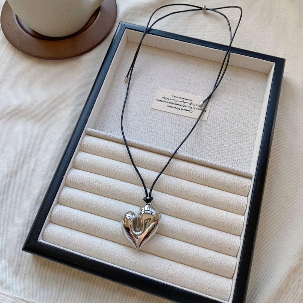 Drawstring Fashion Choker Irregular Sweater Chain Adjustable Heart Pendant Necklace  Gifts