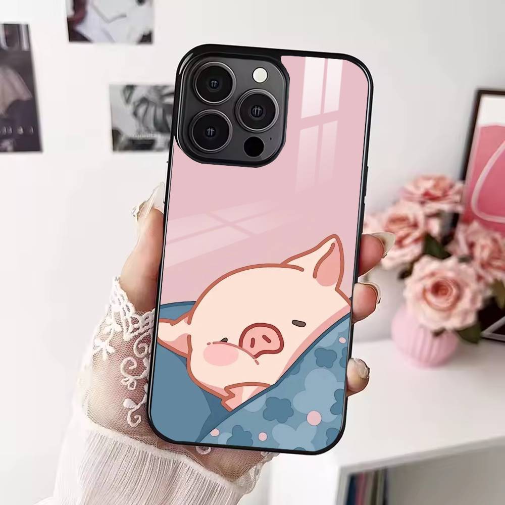 Cartoon L-Lulu Pig Phone Case For iPhone 17,16,15,14,13,12,Plus,Pro,Max for Magsafe Magnetic Wireless Charging iPhone17Pro