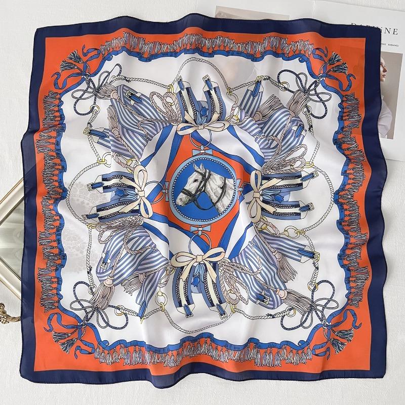 Women Korean Style Knot Print Versatile Small Square Scarf Fashion Decorative Neck Scarf