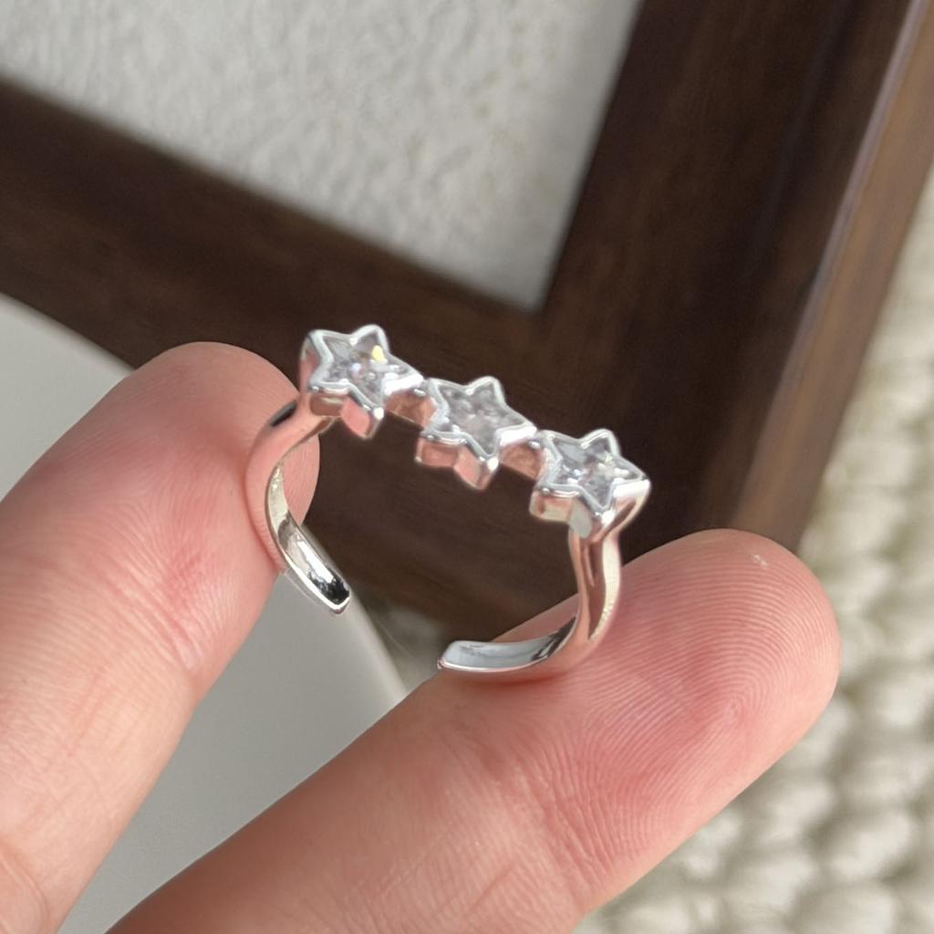 Xiaomi 925 Sterling Silver Rings For Women Geometric Fine Jewelry Finger Adjustable Simple Cross Star CZ Ring For Party Birthday Gift