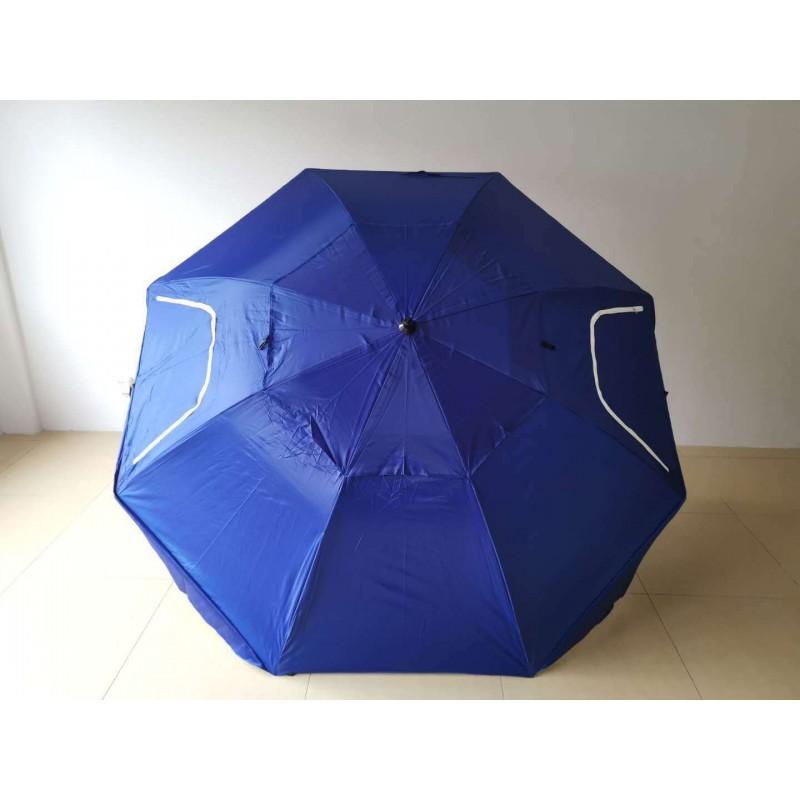 2.4m Oxford Fabric Beach Umbrella With Window Fishing Sun Protection UPF40 Manual Open 8-Rib Iron Frame