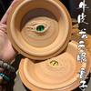 Vegetable Tanned Leather Jewelry Tray Organizer Carved Dragon Eye Catchall Rustic Table Decor For Men Women Birthday Gift