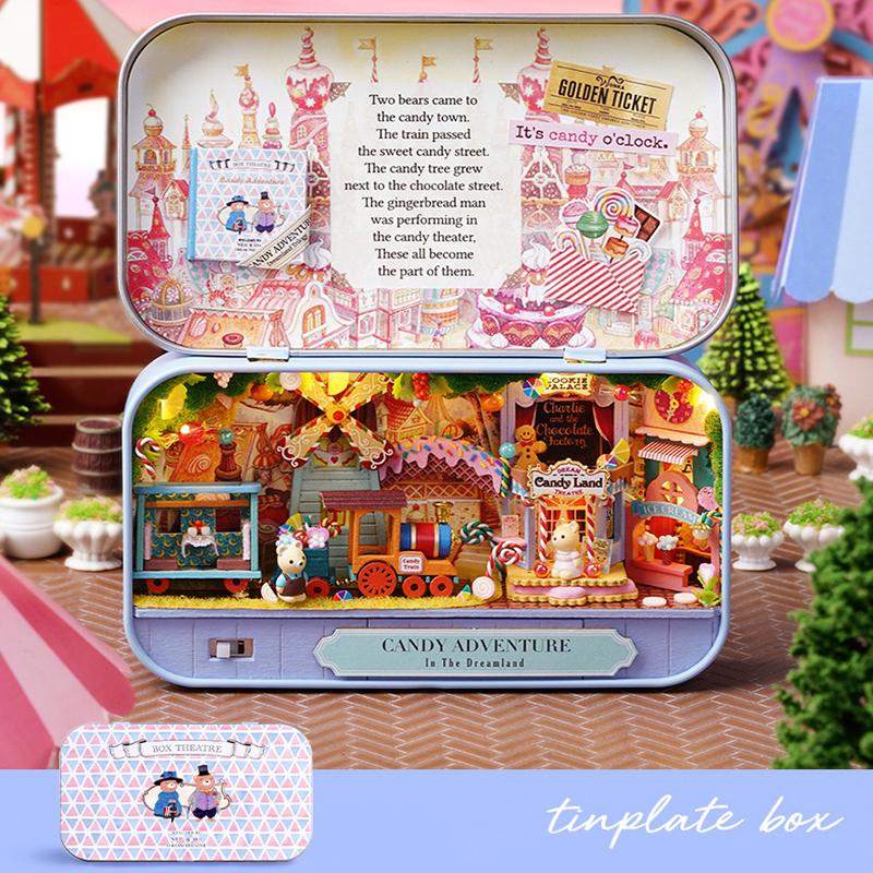 DIY Wood DollHouses Handmade Funny Box Theatre Miniature Box Cute Doll Houses Assemble Kits Birthday Gift Wooden Toys For