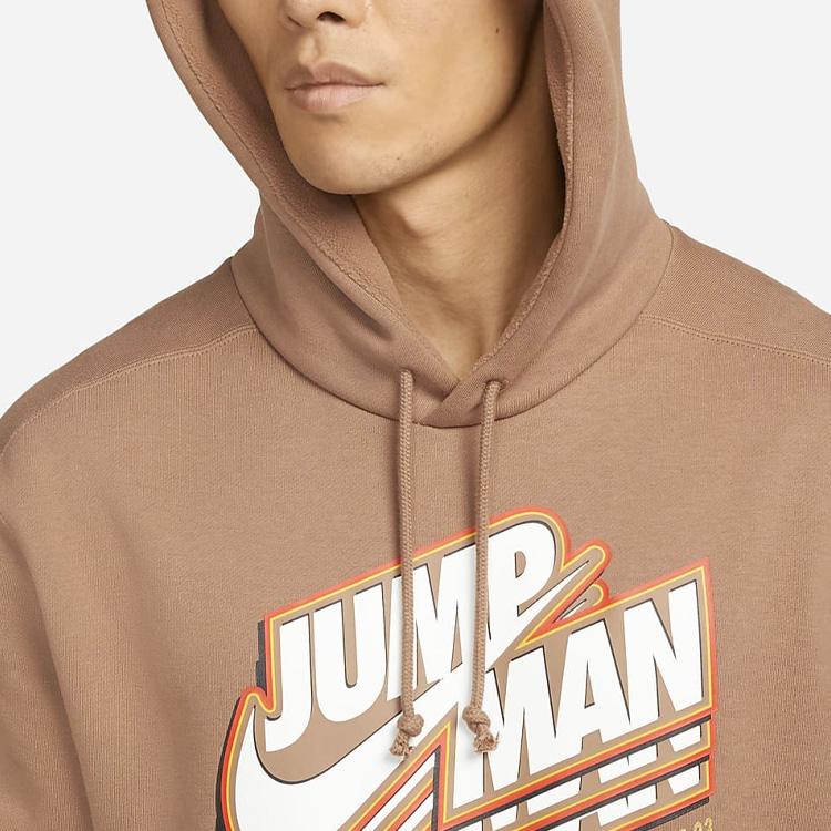 Jordan Solid Logo Print Hoodie Long Sleeve Sweatshirt Men Tops Khaki DC9605-256