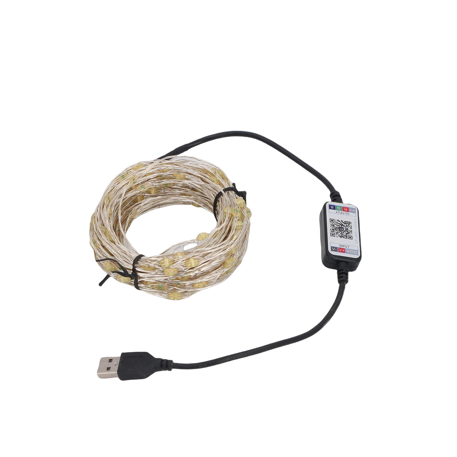 

USB Bluetooth Light String Mobile Phone APP Copper Wire Light String Christmas Decoration Light String Bluetooth Mobile 20 Meters разноцветный