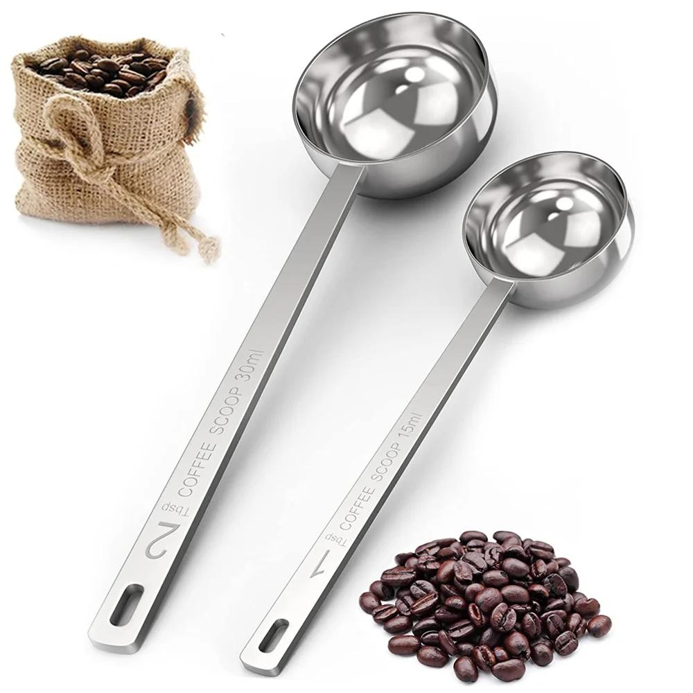 1PC Stainless Steel Coffee Bean Scoop 15/30ML Measuring Scoop Weighing Powdered Milk Coffee Powder Spoon Kitchen Accessories