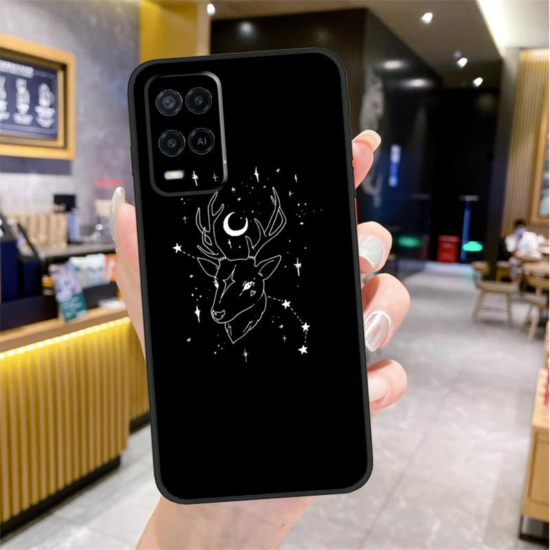 Black Aesthetic Skeleton Digital Case For Oppo A98 A18 A38 A58 A78 A60 A80 A40 A96 A76 A16 A94 A74 A54 A15 A17 A57 A77 A5 Pro
