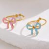 High Quality Fashion Popular Dopamine Drip Bow Ring Niche Design Popular Stainless Steel Ring Wholesale