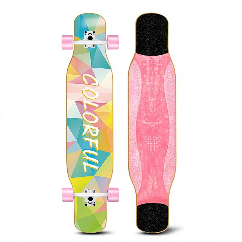 46IN Big Longboard Skateboard Boys Girls Beginners Adults Four-Wheel Street-Style Professional Double Rocker Maple Wood Dyed