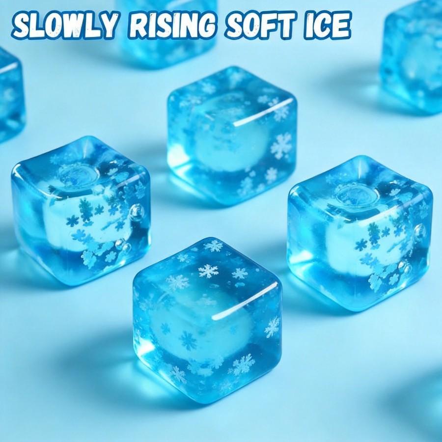 Snowflake Cube Squeeze Toy — Sky-Blue Stress-Relieving "Ice Cube" — Creative Squeezable Novelty.