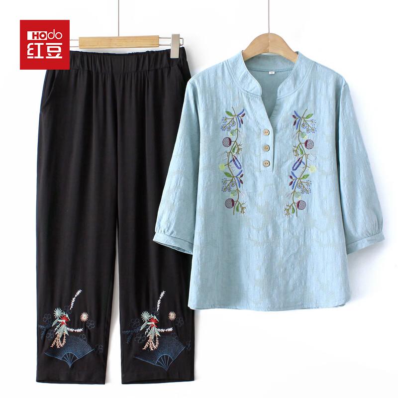 Hodo Women s Summer Cotton Linen Two-Piece Set 3XL