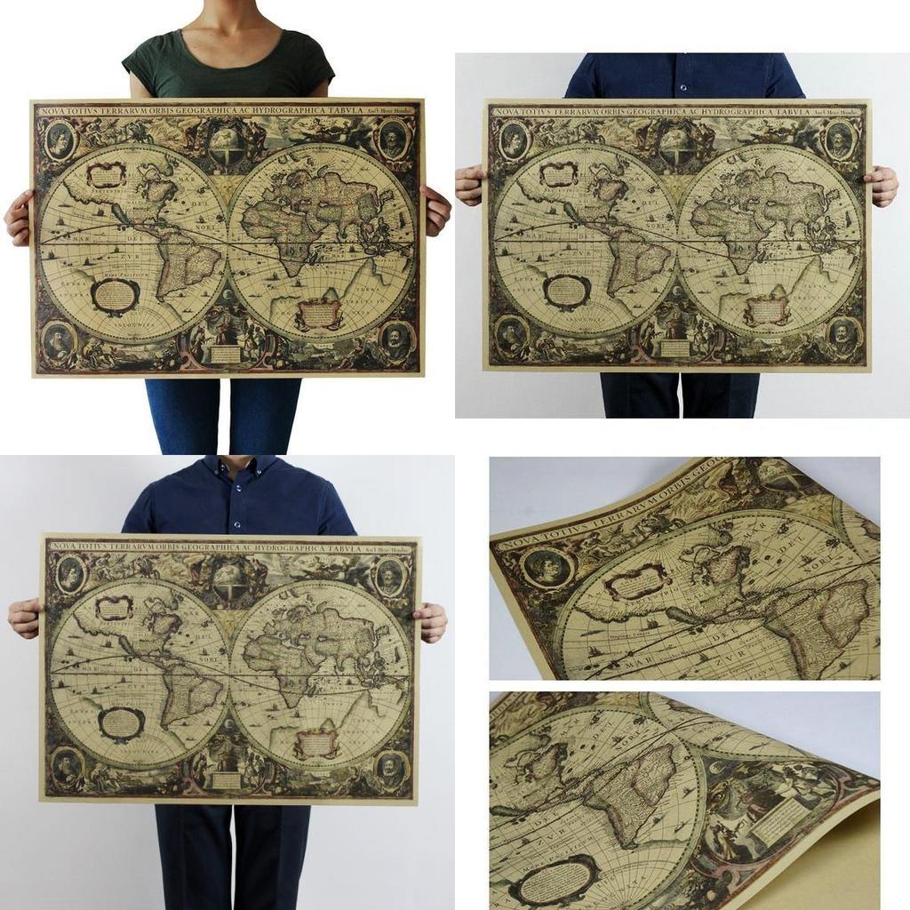 Dedc Globo Vintage Mapa do Velho Mundo Pôster de Papel Marrom Fosco Arte Decorativa Deslumbrante Para Amantes do Vintage