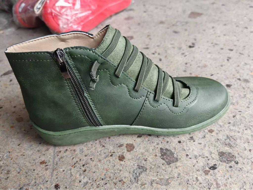 Nowe europejskie i amerykańskie damskie buty śnieżne z płaską podeszwą, sznurowane, w dużych rozmiarach, z krótkiej bawełny.
