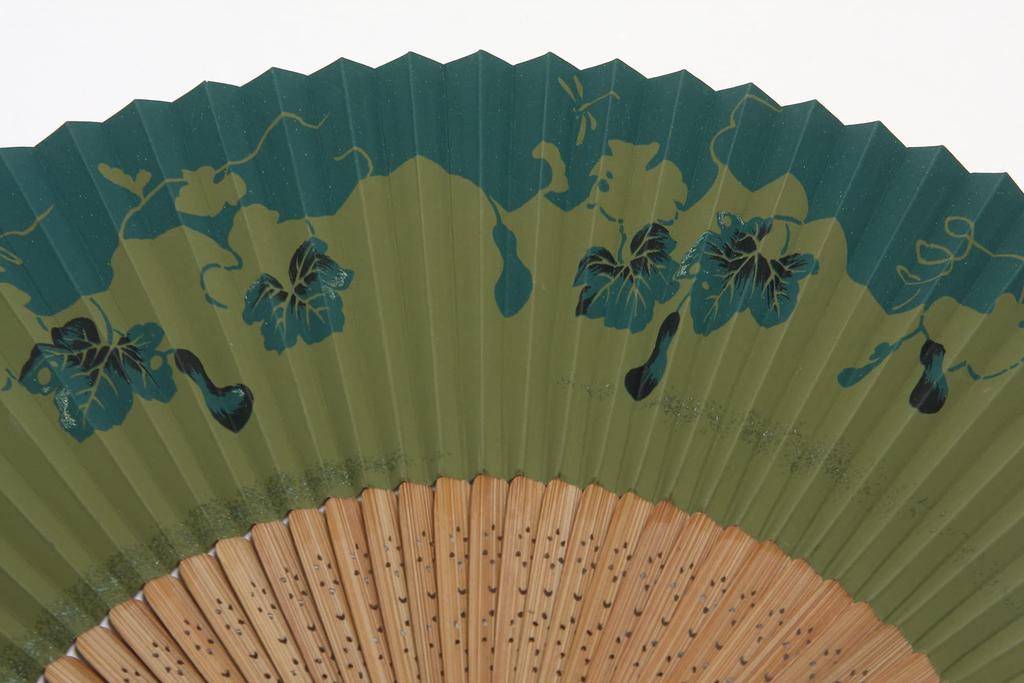 Folding Kyoto Craftsman with Fan in Paper Box [Hasegawa] Men's Fan, Made, Case, (Gourd Design, Green)