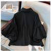 Women Shirt Solid Chiffon White Blouse for Women Loose Vintage Korean Shirts Single Breasted Lantern Sleeve Summer Tops