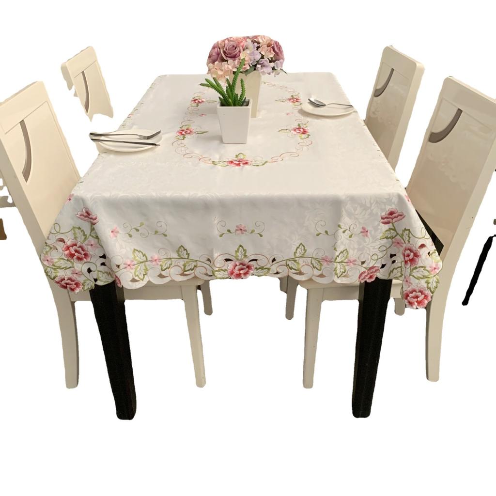 European Pastoral Embroidered Tablecloth Rectangular Dining Table Mat Polyester Embroidered Fabric Coffee Table Tablecloth