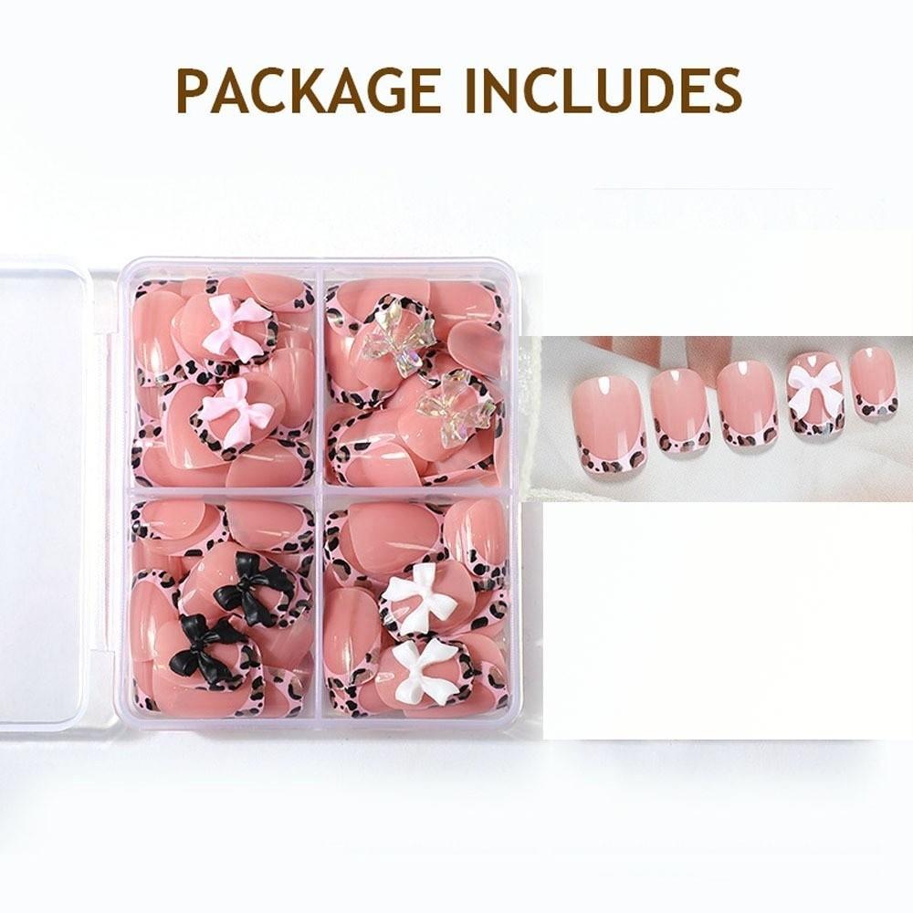 96pcs/Box Leopard Square Head Press On Nails Nail Art Finished Nail Tips  Women/Girls