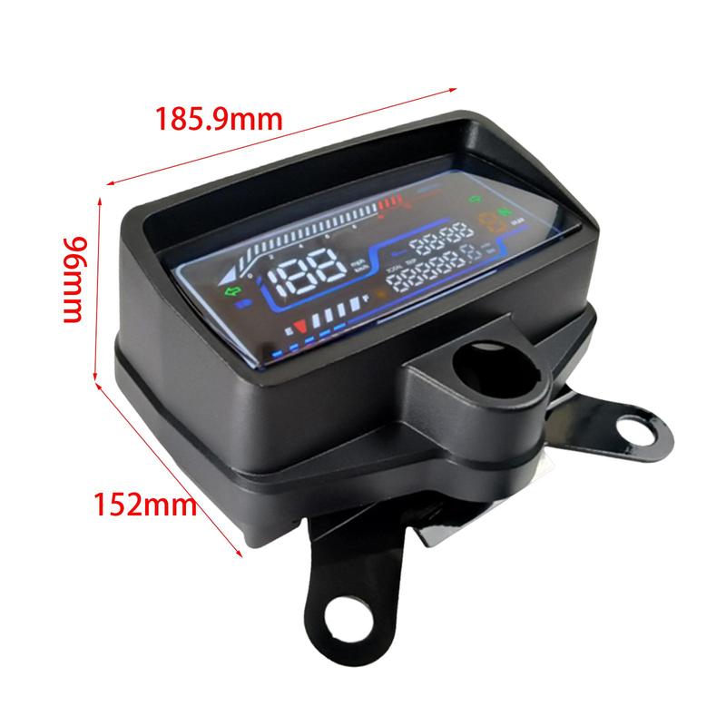 Digital Motorcycle Speedometer Odometer Clock with Gear Display Multifunction Plastic Gauge Dashboard Panel for Universal Bikes