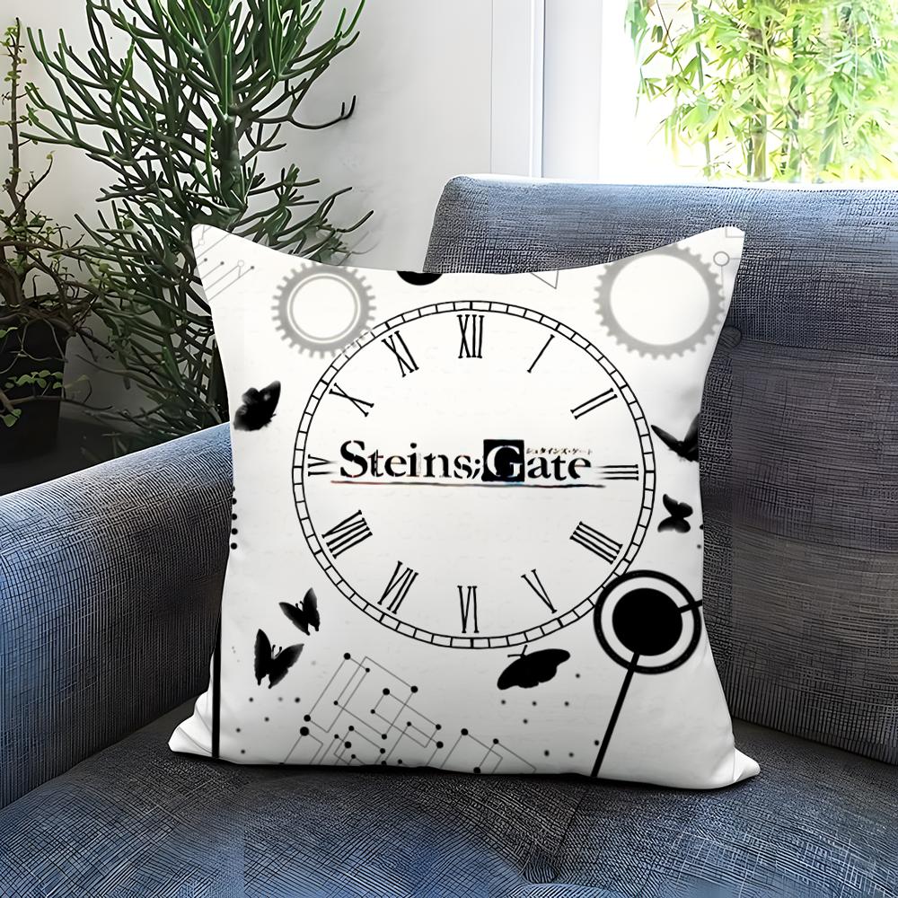 anime S-Steins Gate Cushion Cover Comfortable Reversible Pillow Cover Ideal for Car Sofa Bedroom & Beyond