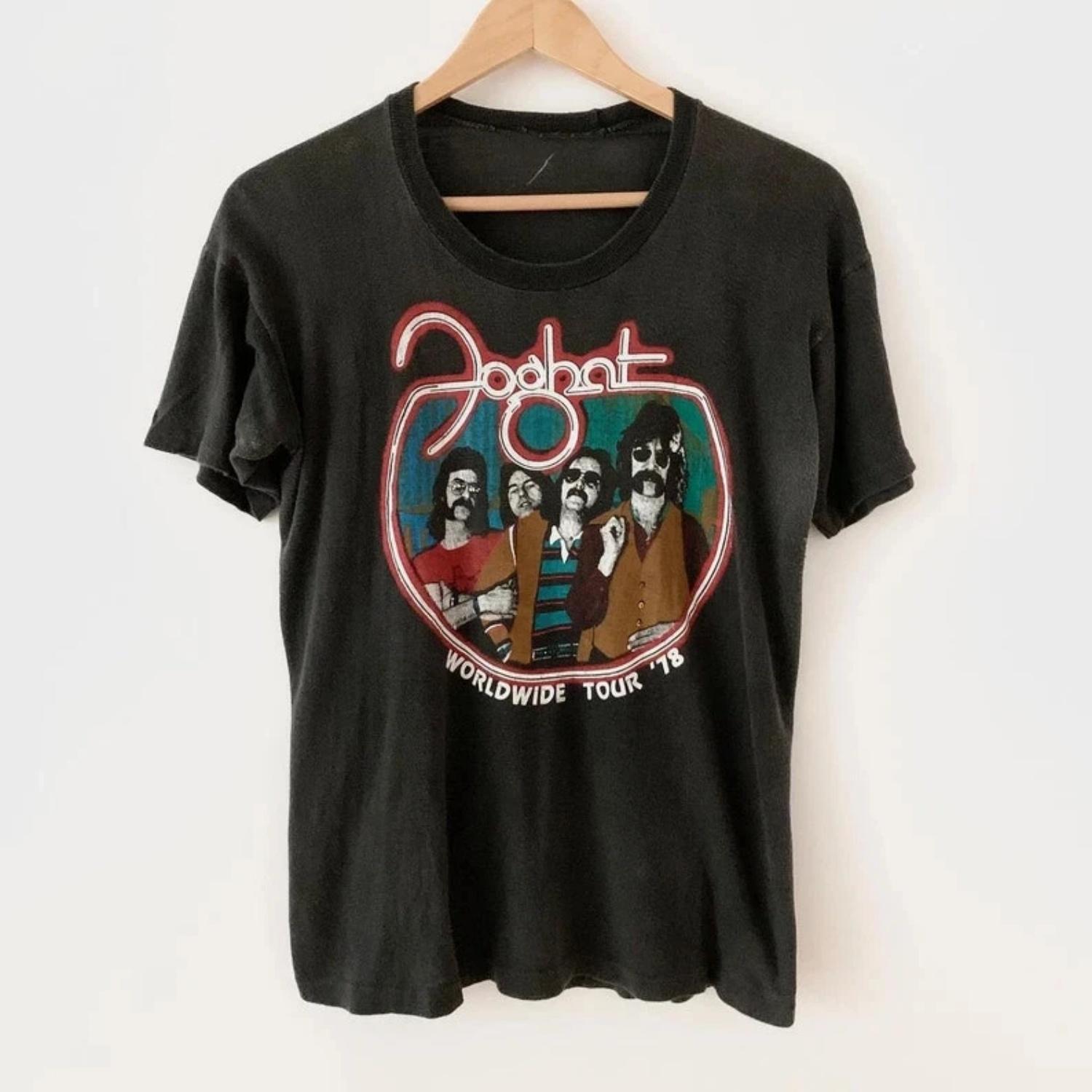 

1978 Mist Hat Band Retro Tour T-shirt Retro Commemorative Printed Pattern Unisex T-shirt Casual Sports Outdoor Outfit S чёрный