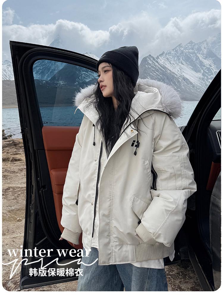 Goose down cotton jacket short Canadian bomber jacket men and women couple parka