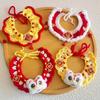Cute Chinese Style Pet Scarf Adjustable Knitted Material Puppy Collar Handmade Cartoon Cat Knitted Scarf Spring Festival