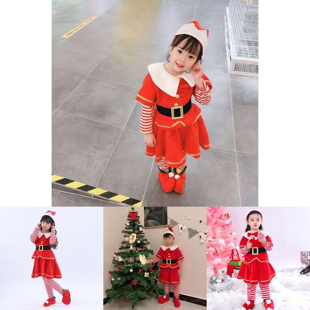 Fashionable Christmas Elf Outfit With Santa Belt Toddler Cosplay Costume