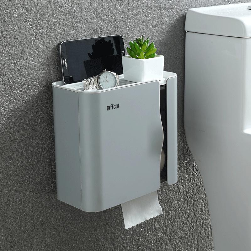 Bathroom Paper Towel Box Toilet Paper Drawer Roll Tube Toilet Paper Holder Wall Mounted Hole-free Waterproof Shelf Bathroom