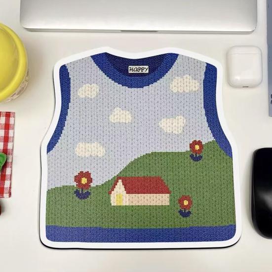 Mouse Pad Wear Resistant Anti-slip Thickened Creative Cute Knitted Sweater Keyboard Mouse Pad Decoration