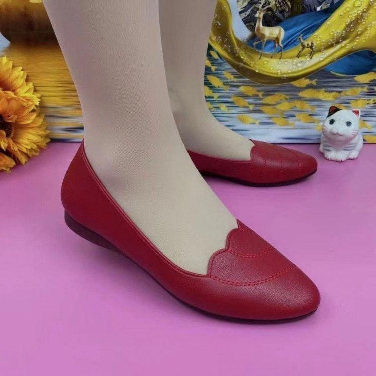 

pointed middle mouth one pedal women s single shoes flat-soled foot cover soft sole wedge heel leather shoes low-top work shoes large size 40 червоний