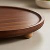 Round Acacia Tray Shallow Rim Wooden Serving Raised Feet for Entryway