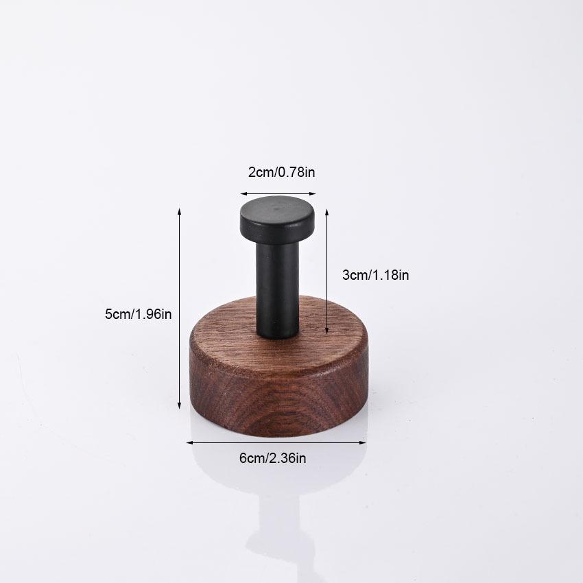 Walnut Bathroom Wall-Mounted No-Drill Adhesive Hook, Solid Wood & Space Aluminum