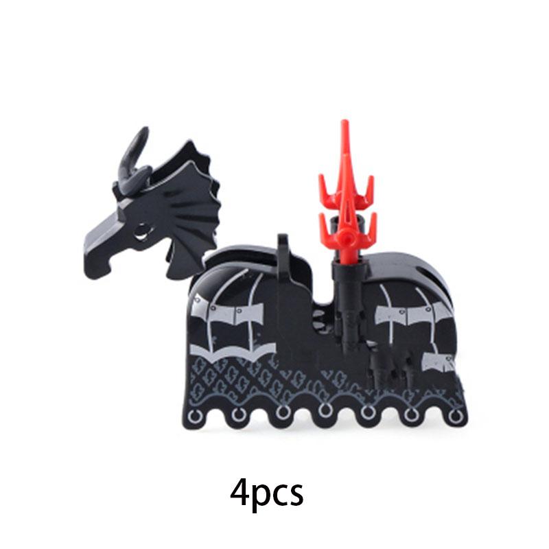 MOC Medieval Military Series Castle Roman Knight Horse Saddle Soldiers War Horses Building Block Accessories Kids Education