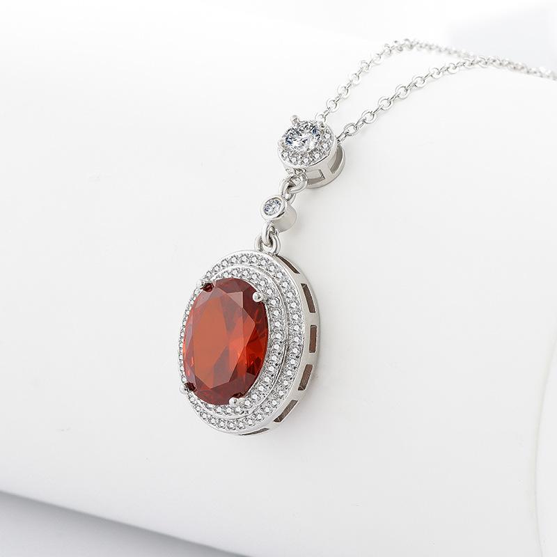 925 Sterling Silver Pomegranate Red Zircon Ruby Premium Simple Pendant Ladies Necklace Anniversary Wedding Shine JewelryGood product
