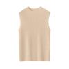 Women's Cashmere Ribbed Sleeveless Slim-Fit Pullover Sweater with Half-High Neck