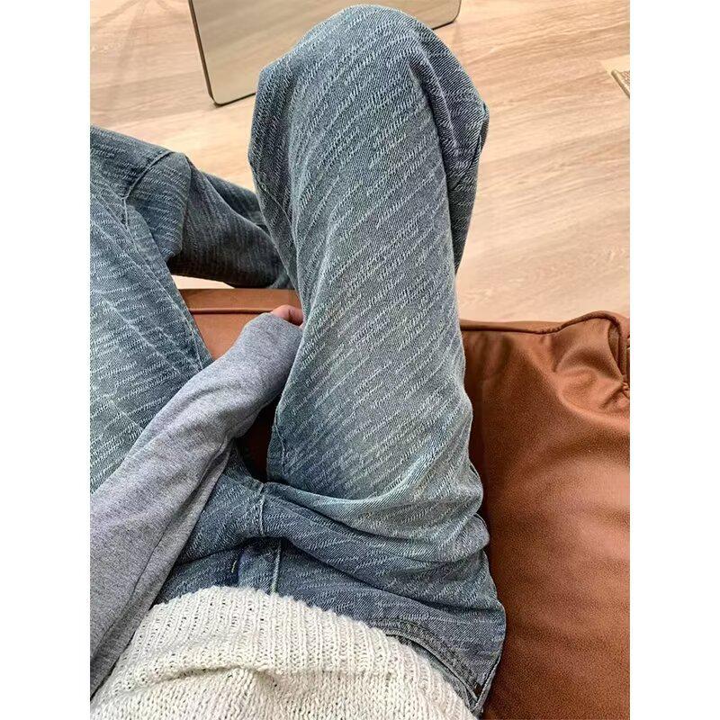 

Women s Retro Antique Blue Jacquard Wide Leg Jeans - Early Autumn 2024 Collection 3XL синий