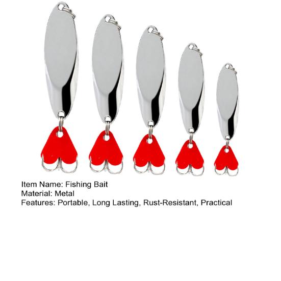 5Pcs Fishing Spoons Fishing Lures Compact Portable Casting Spoon Treble Hooks Jigs Hard Metal Spinner Baits for Freshwater Saltwater
