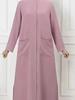 Middle East Muslim Solid Color Long Sleeve Loose Fit Round Neck Shirt Dress