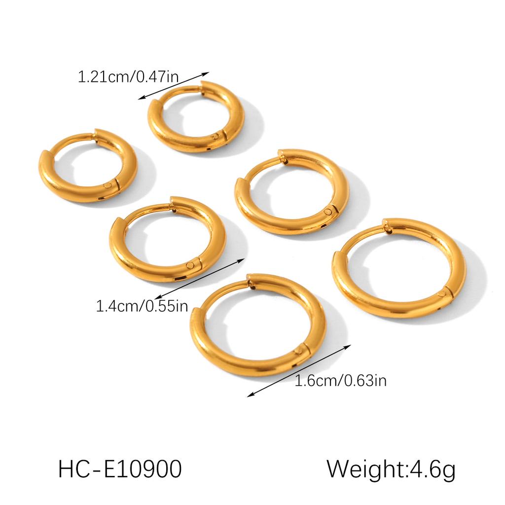Euro-American Style 18K Gold Stainless Steel Earrings for Women, Unique Minimalist Three-Piece Set, Versatile Titanium Steel H