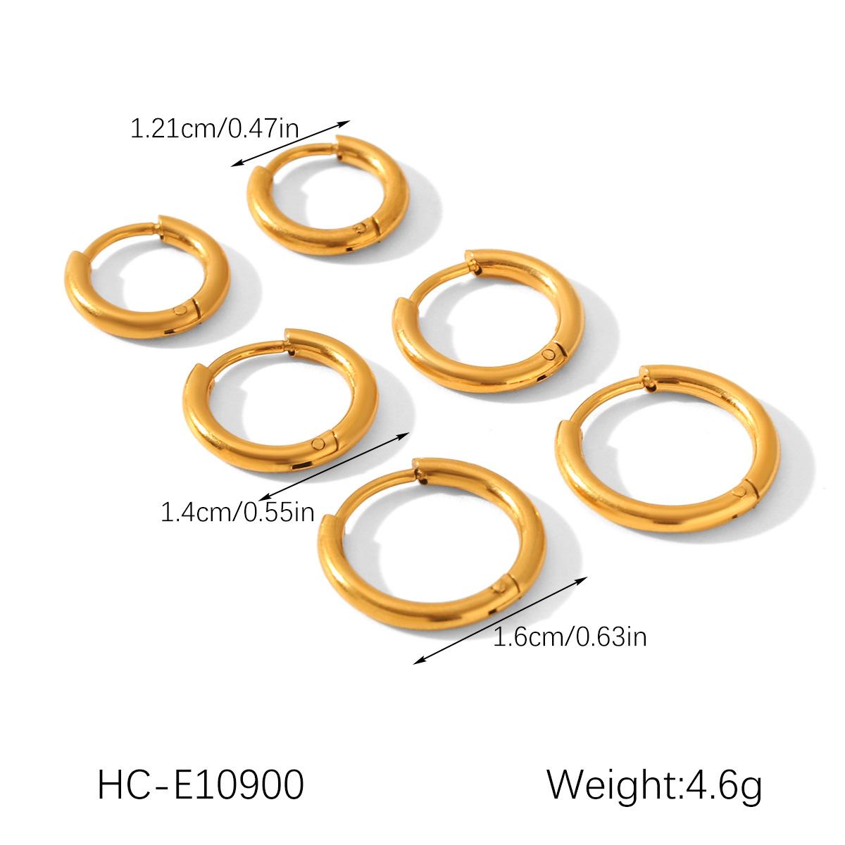 Euro-American Style 18K Gold Stainless Steel Earrings for Women, Unique Minimalist Three-Piece Set, Versatile Titanium Steel H
