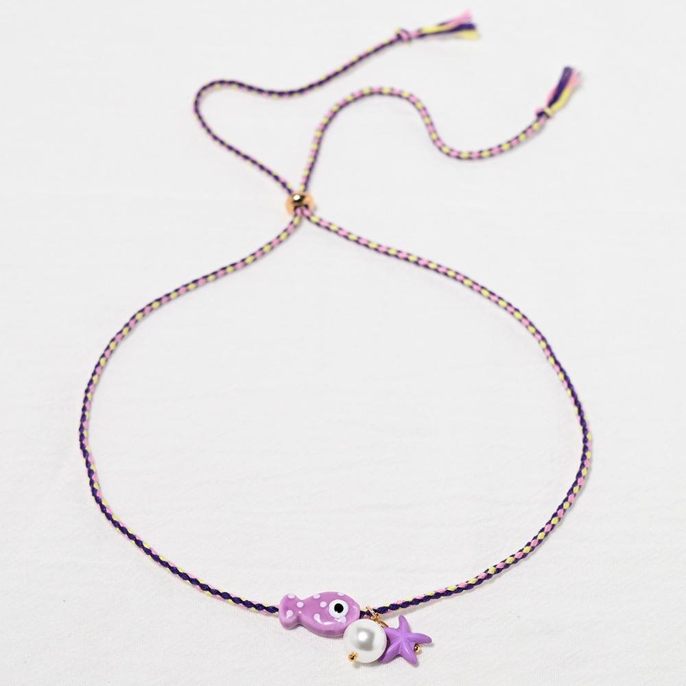 Bohemian Fish Pendant Necklace Ceramic Marine Fish Pendant Necklace Cartoon Collarbone Chain Women