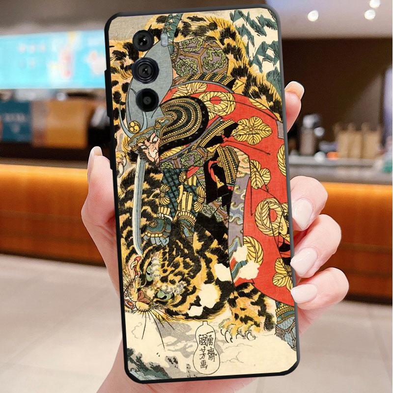 Case For Motorola Edge 50 40 Pro 60 50 40 30 Ultra Neo Fusion G85 G72 G53 G54 G84 G13 G32 Ukiyo-e Art Panther Leopard Tiger