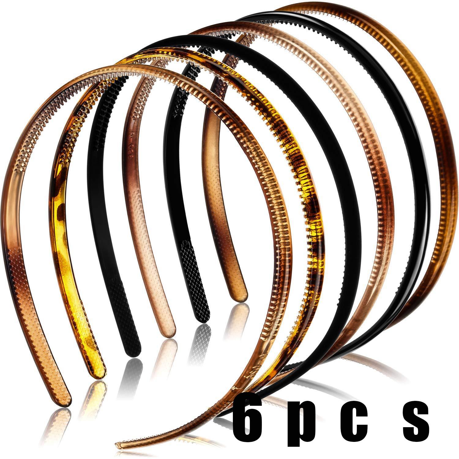 

6 шт. Пластиковые тонкие ободки для волос для девочек, пластиковые повязки для волос, модные женские нескользящие ободки для волос, аксессуары для волос для девочек