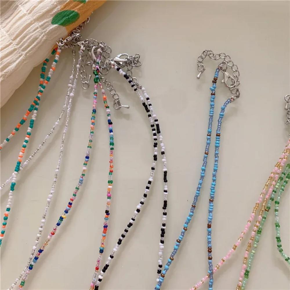 New Bohemia Handmade Rainbow Seed Beads Simple Strand Choker Necklace Women Collar Charm Colorful Femme Chains boho Jewelry Gift