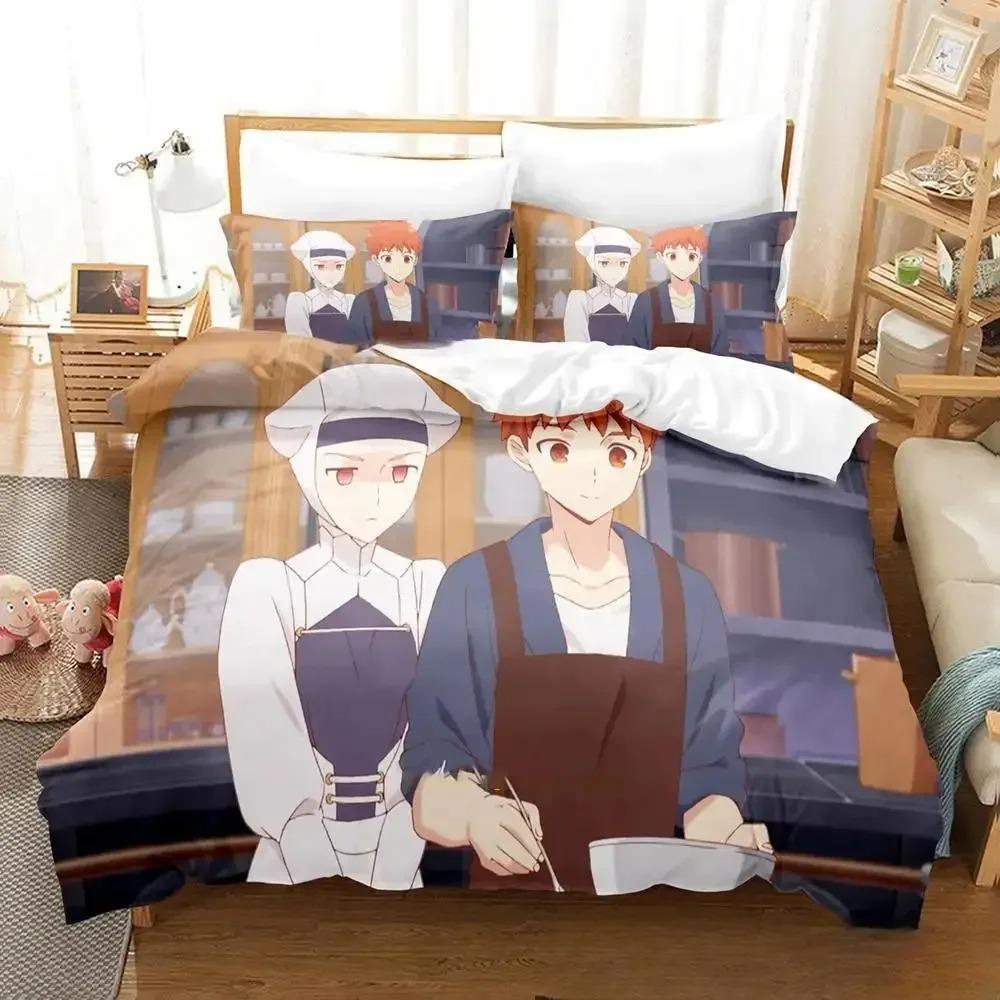 Anime Todays Menu for the Emiya Family Saber Bedding Set,Duvet Cover Bed Set Quilt Cover,King Queen Twin Size Boys Girls Adults Tool