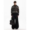 Blaexit Fair Isle Sweater Cashmere Sweater Men's Winter Thickened Diamond Pattern Knit Cardigan Jacket